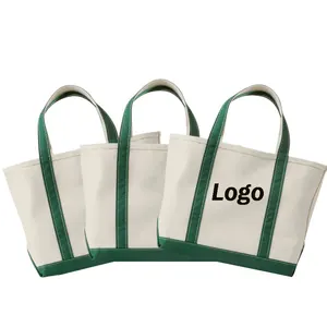 Logo personnalisé grande capacité sac à provisions en coton sac fourre-tout de plage en toile robuste avec poche intérieure