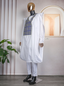 Vêtements africains H & D pour hommes, <span class=keywords><strong>Boubou</strong></span> <span class=keywords><strong>traditionnel</strong></span>, ensembles de 3 pièces, costumes pour les fêtes - Product Image 3