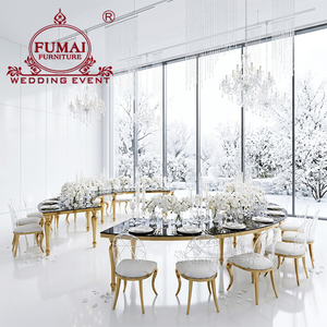 <b>Round</b> party wedding serpentine <b>table</b> with black glass <b>table</b> top for events - Product Image 4