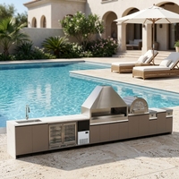 Cuisine extérieure de luxe sur mesure de 6 m, meubles de jardin, ensemble de cuisine BBQ avec four à pizza