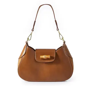 Nueva llegada de la señora Primavera de moda Cierre de bambú de moda de diseño elegante bolso de hombro Hobo bolso OEM disponible