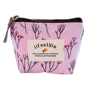 Japanese and Korean style floral print <b>coin</b> purse, mini cartoon canvas <b>bag</b> with a pastoral feel, perfect for carrying keys or - Product Image 3
