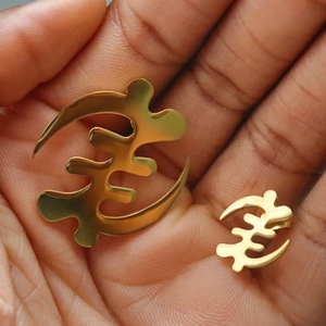 Pendientes de acero inoxidable 2023 con símbolo étnico, joyería con cierre de tuerca, con Gye Nyame, chapado en oro Popular, estilo africano, Ghana - Product Image 6