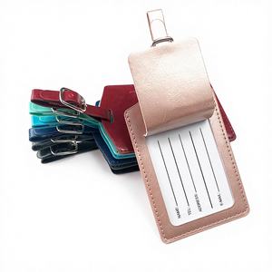 Étiquette <span class=keywords><strong>de</strong></span> bagage en cuir PU double face, couleur unie, pour publicité d'agences <span class=keywords><strong>de</strong></span> <span class=keywords><strong>voyage</strong></span>, personnalisable avec LOGO, vente en gros transfrontalière - Product Image 1