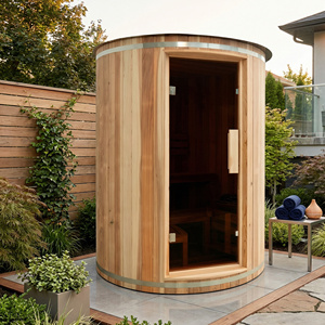 Waterproof Outdoor Wooden Sauna Room 3-4 Seater Steam Bath with Harvia <b>Heater</b> 7-Color Light Therapy Acrylic Roof Garden - Product Image 1