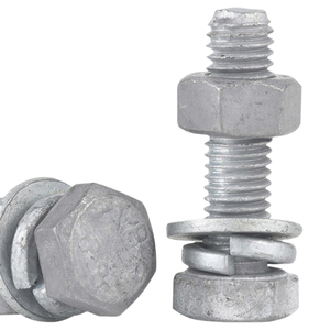 Vis à tête hexagonale en acier au carbone de grade 8.8, galvanisées à chaud, haute résistance, avec assemblages d'écrous, rondelles plates/rondelles à ressort M8-M16 - Product Image 1