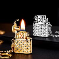 Briquet à kérosène en métal avec allumage, porte-clés portable personnalisé avec cordon pour cadeaux d'entreprise et de fête