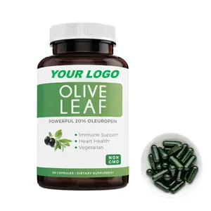 Vegetarian Dietary Supplements Olive Leaf Extract Capsules With Powerful 20% Oleuropein For Immune Support