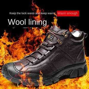 Mingfu PVC High-top Thick Sole <b>Warm</b> Winter Casual Toe Men's Outdoor Mountaineering <b>Shoes</b> Fashion Trend Latex Midsole Rubber - Product Image 3