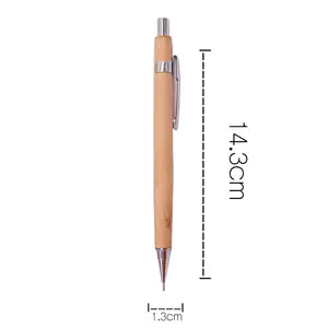 חדש כניסות ידידותית לסביבה טבעי צבע עץ מכאני עיפרון 0.5mm עם לוגו מותאם אישית מודפס