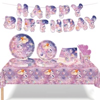 Lot de vaisselle jetable Astronaute Galaxie Violette en gros – Assiettes, gobelets, serviettes en papier pour fête d'anniversaire sur le thème de l'espace pour enfants
