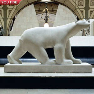 Urso polar de mármore branco tamanho de vida estátua pedra escultura de animais - Product Image 2