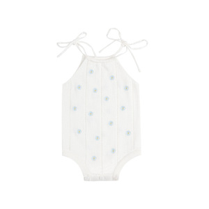 Vendite di fabbrica grazioso maglia cravatta a spalla ricamata floreale pagliaccetto estivo e Top - Product Image 3