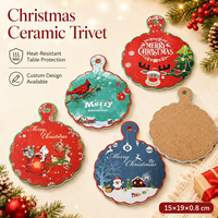 Vente en gros de dessous-de-plat en céramique personnalisés pour Noël, écologiques, antidérapants, résistants à la chaleur, pour la cuisine, protection de la table