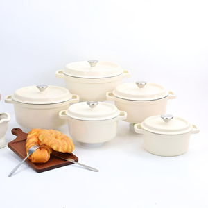 Casserole <span class=keywords><strong>ronde</strong></span> <span class=keywords><strong>en</strong></span> <span class=keywords><strong>fonte</strong></span> émaillée rouge avec couvercle, vente <span class=keywords><strong>en</strong></span> gros, 22/24/26/<span class=keywords><strong>28</strong></span> <span class=keywords><strong>cm</strong></span>, pour four, style hollandais - Product Image 3