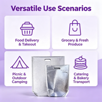 Sac isotherme jetable, thermoscellable, imperméable, doublé de film bulle, léger, pour la livraison de plats à emporter, certifié CE ISO