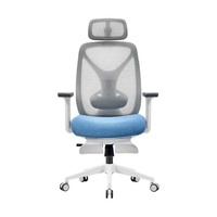 Chaise de bureau ergonomique respirante pivotante avec accoudoirs fixes, appui-tête et base 5 étoiles pour le bureau, la maison, l'étude et la formation