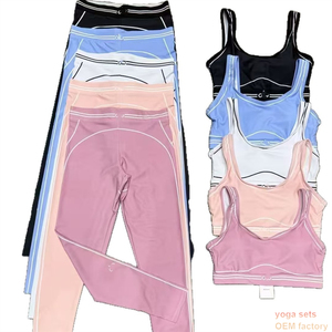 <span class=keywords><strong>Ensemble</strong></span> de yoga Al0lo pour <span class=keywords><strong>femme</strong></span>, deux pièces, décontracté, imprimé lettres, pour l'été, entraînement sportif, effet push-up, OEM usine, personnalisé, pour Pilates - Product Image 4