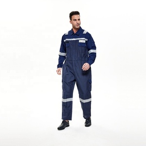 Overoles Hi Vis FR para hombre llama 100% algodón reflectante resistente al fuego ropa de trabajo de seguridad overoles azul marino CAT 2 - Product Image 2