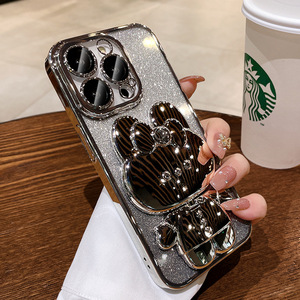 Honatop INS, funda de silicona para teléfono con espejo de conejo chapado de lujo para <span class=keywords><strong>iPhone</strong></span> 16 15 14 <span class=keywords><strong>13</strong></span> 12 11 Pro Max Plus - Product Image 1