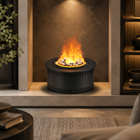 Cheminée électrique ronde à effet de brume, foyer décoratif d'intérieur avec flamme simulée et effet humidifiant