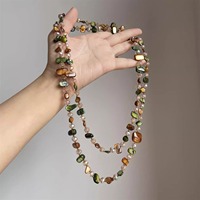 Collier long vintage bohème à double couche, vente chaude, coquillages multicolores, perles colorées, rétro, luxe pour les vacances, artisanat naturel