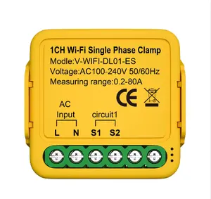 Smart Life - Dispositivo de medição de energia para casa inteligente, equipamento monofásico de monitoramento de energia com wi-fi, braçadeira de energia 80A