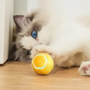 Toptan Katten Speelgoed Pet otomatik akıllı elektrikli kedi oyuncak interaktif kedi topu oyuncaklar oyun için kedi haddeleme akıllı top