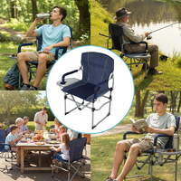 KingGear Outdoor Camping Picnic BBQ Chaises de réalisateur surdimensionnées Chaise pliante robuste avec table d'appoint