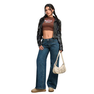 <span class=keywords><strong>Jeans</strong></span> a vita bassa da donna in stile europeo americano 2025 nuovo Design retrò Versatile e sottile lungo fino al pavimento per tutti - Product Image 5