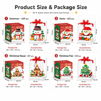 Ensemble de micro-blocs de construction de Noël avec boîte cadeau et vitrine, 4 styles, mini briques, jouet de décoration DIY, vente en gros, cadeau de Noël