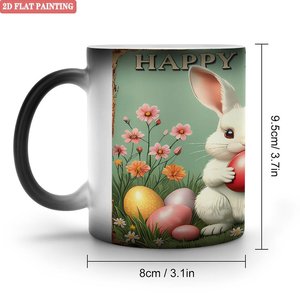 Magic <b>Mug</b> Frosted Black 11oz Ceramic Heat Sensitive Tea Cup <b>Easter</b> Bunny Design - Product Image 1