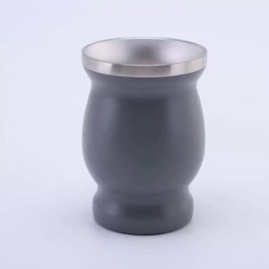 Mug en acier inoxydable incurvé finition mate, isolé pour boissons froides et chaudes - Product Image 4