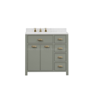 Sage Green Hotel Use 84 Inch Modern Water Resistant <b>Bathroom</b> <b>Vanity</b> with Drawers Floor Standing Solid Wood Plywood Cabinet - Product Image 2