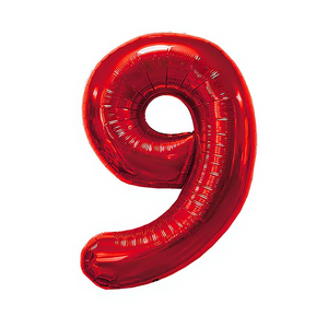 Ballon en aluminium rouge numéro 9 Party Love 80 cm pour décoration de fête d'anniversaire pour enfants - Product Image 2
