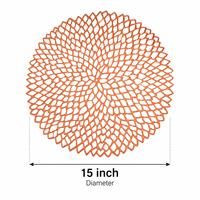 Set de table rond en PVC découpé au laser de 15 pouces, motif mandala en dentelle métallique, résistant à la chaleur, imperméable, pour la salle à manger