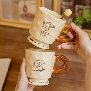 Tazas de Café de Gres de Alta Calidad con Diseño Floral Retro, Regalos Empresariales, Aptas para Lavavajillas y Microondas, para Bebidas Calientes - Product Image 4