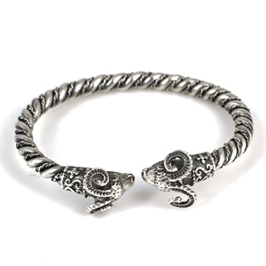 NUSRET Women's Romantic 925 Sterling Silver Ram Head <b>Torque</b> <b>Bracelet</b> Handmade Turkish Twisted Jewelry - Product Image 4