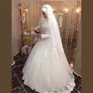 ชุดแต่งงานลูกไม้สีขาวมุสลิม,ชุดเจ้าหญิงทรงเอชุดแต่งงานลูกไม้อุตสาหกรรมหนักอิสลาม