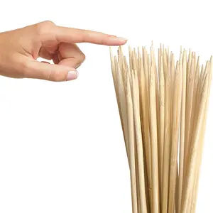 Venta al por mayor de palitos de bambú biodegradables personalizados, pinchos de barbacoa, palitos de bambú redondos