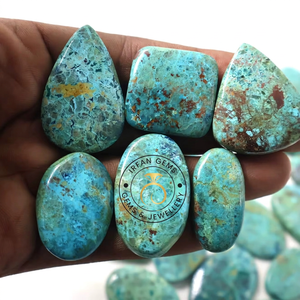 100% Natural Chrysocolla Loose Cabochon Oval Cut 20-40mm 7-12g Precious Gemstone for Jewelry Making Indian Manufacturer Bulk OEM - Product Image 1