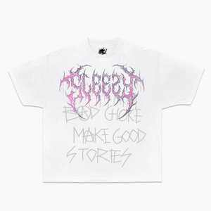 T-Shirt Oversize con Grafica Sleezy Choices, Stile Streetwear Y2K, Manica Corta in Cotone Jersey, Collo Tondo, Logo Frontale - Product Image 1