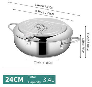 Deep Fryer <strong>Pot</strong> Stainless Steel Japanese Stile Frying <strong>Pot</strong> with Temperature Control and Oil Filter Rack Lid for French Fries <strong>Fish</strong> - Product Image 6