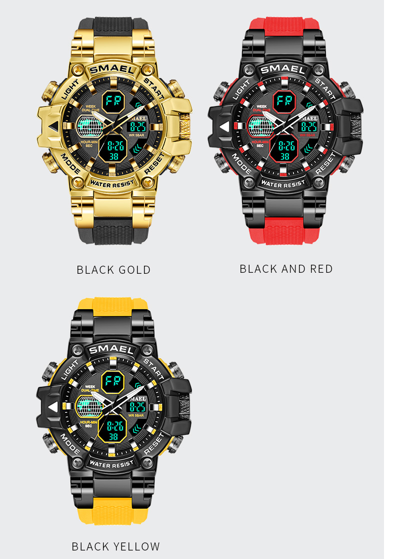 Watches men original brand SMAEL 8027 luxury mens watches quartz digital plastic men's sport watch