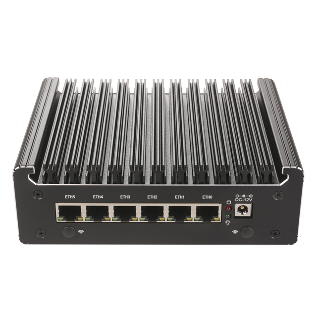 Solid Fanless Mini PC with Firewall Intel Pentium Gold 8505 U300 6x2.5G LAN NVMe/SATA Proxmox/pfSense Home Router Server