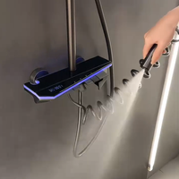 Ensemble de douche de pluie thermostatique en laiton poli pour bain affichage numérique lumière ambiante salle de bain robinets de pression