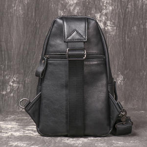 Sac de poitrine en cuir véritable pour hommes, sac à bandoulière décontracté en cuir de vache première couche, sac à bandoulière multifonction, petit sac à dos - Product Image 4