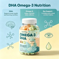 Gummies Oméga-3 DHA Marque Blanche Formule Végétarienne Sans Gluten pour le Soutien Cérébral et Oculaire 60 Unités Complément Alimentaire pour Enfants en Forme d'Ours