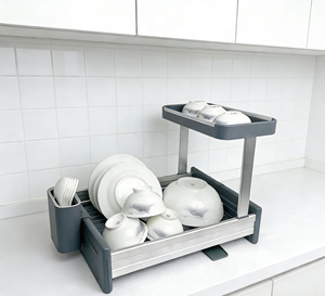 Estante <span class=keywords><strong>de</strong></span> Almacenamiento para Cocina con Soporte para Utensilios, <span class=keywords><strong>Escurridor</strong></span> <span class=keywords><strong>de</strong></span> <span class=keywords><strong>Platos</strong></span> Plegable - Product Image 4