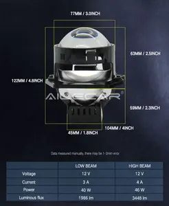 Qualità stabile 12V 3 pollici Bi Led proiettore faro 46W Auto sistema di illuminazione 6000k Auto faro proiettore H7 metallo supporto